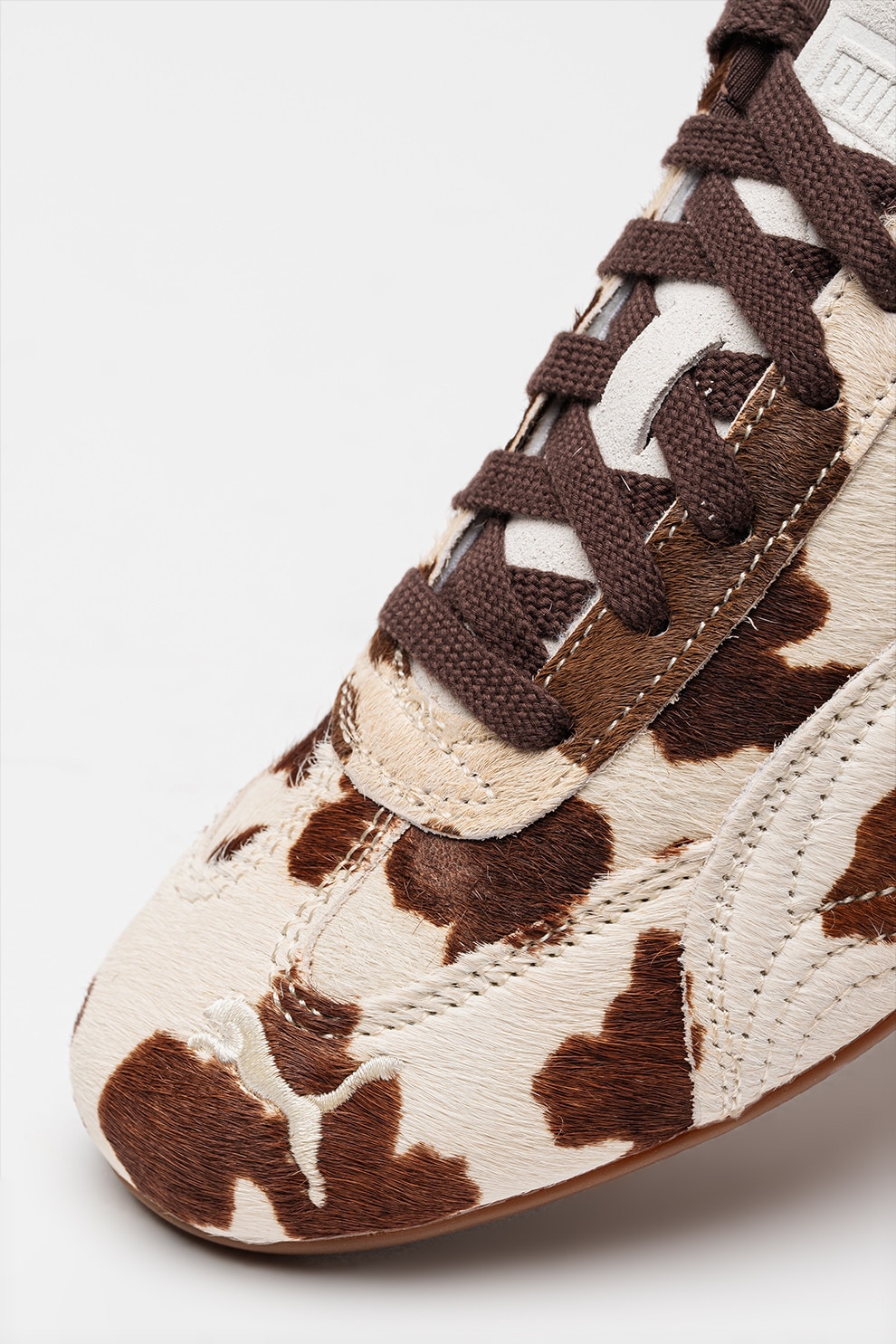 Puma, Pantofi sport cu animal print Speedcat, Maro, Alb murdar