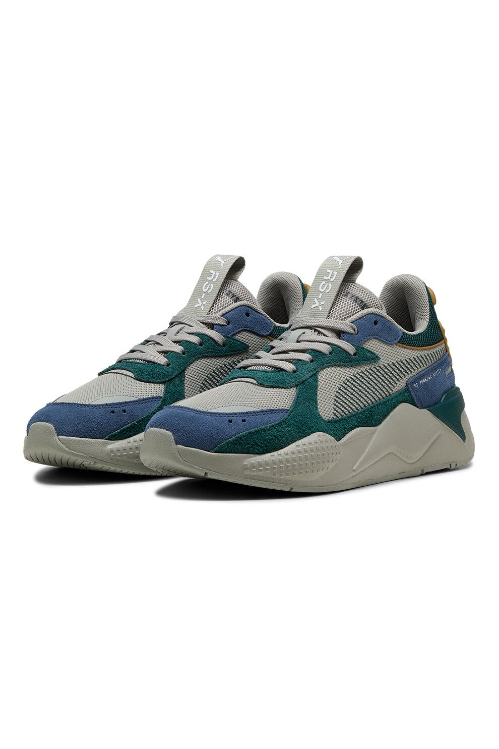 Puma, Спортни обувки RS-X Heritage с велур, Тъмносин, Тъмнозелен ...