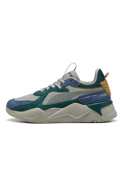 Puma, RS-X Heritage sneaker nyersbőr részletekkel, Sötétkék/Sötétzöld/Antracitszürke