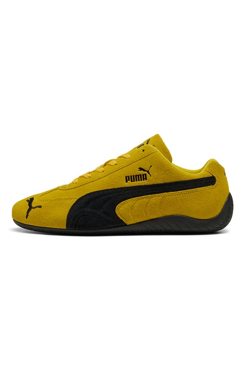 Puma, Pantofi sport Speedcat OG unisex din piele intoarsa, Negru/Galben mustar
