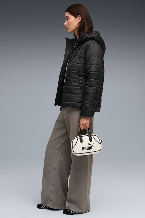 Puma, Капитонирано яке с качулка и лого, Черен