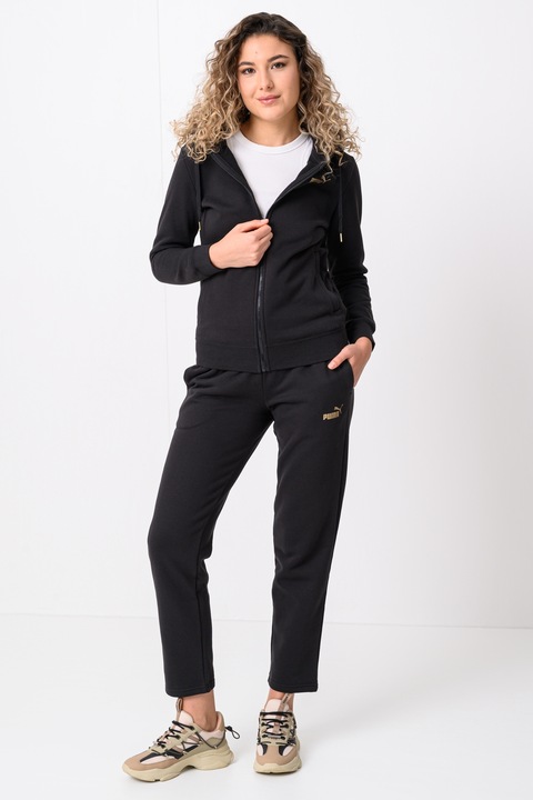 Puma, Спортен екип с качулка и лого, Черен