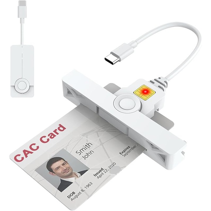 CAC típusú C kártyaolvasó, FomoX, SmartFold USB C CAC olvasó, USB C DOD katonai közös hozzáférésű intelligenskártya-olvasó és azonosítókártya-olvasó, kompatibilis Mac OS, Windows és Linux rendszerekkel, mini összecsukható és hordozható C típusú, USB C