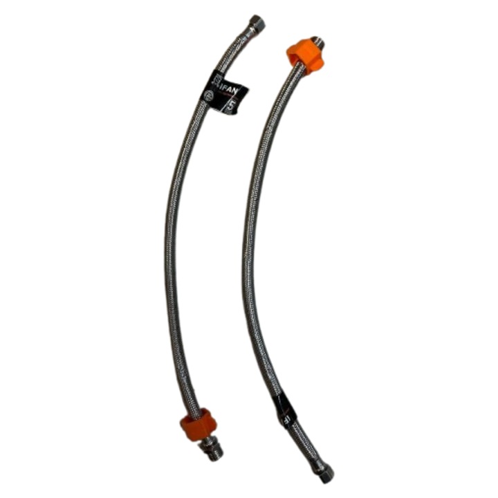 Set 2 Racorduri Flexibile 1/2" Exterior - 3/8" Interior, 50cm, cu Cheita Plastic pentru Infiletare