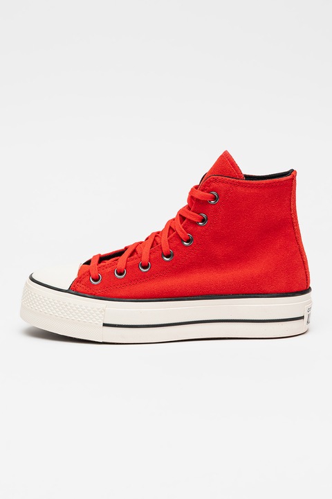 Converse, Tenisi mid-high din piele intoarsa Chuck Taylor Star Lift, Rosu/Alb