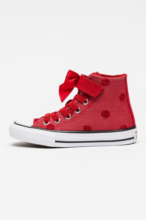 Converse, Tenisi inalti din panza cu aplicatie cu funda Chuck Taylor All Star 1 V, Rosu inchis, 33 EU
