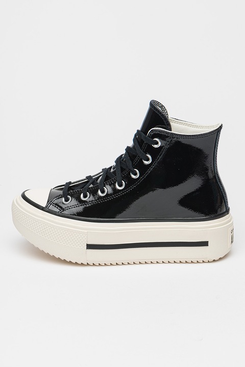 Converse, Лачени кожени спортни обувки Chuck Taylor All Star Lift Double Stack, Черен