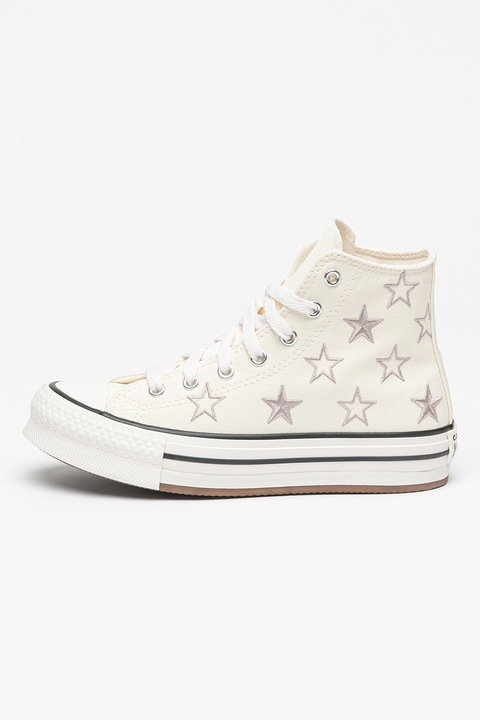 Converse, Tenisi high-top cu model stele Chuck Taylor All Star, Alb/Gri deschis