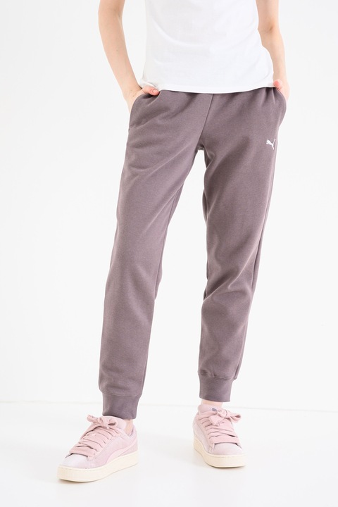 Puma, Pantaloni de trening cu buzunare laterale si talie elastica, Violet prafuit