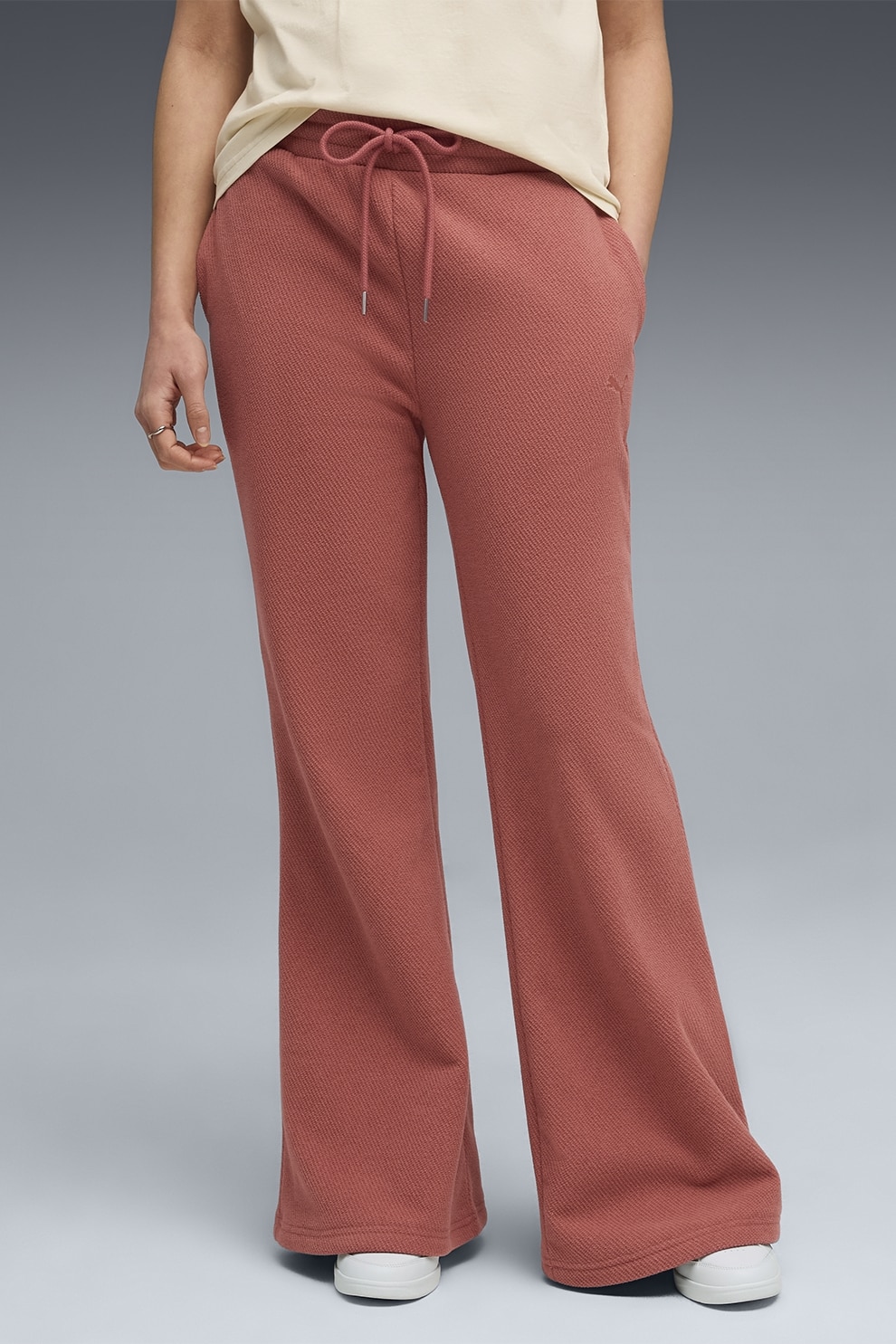 Puma, Pantaloni uni de trening cu talie inalta, Rosu prafuit, L