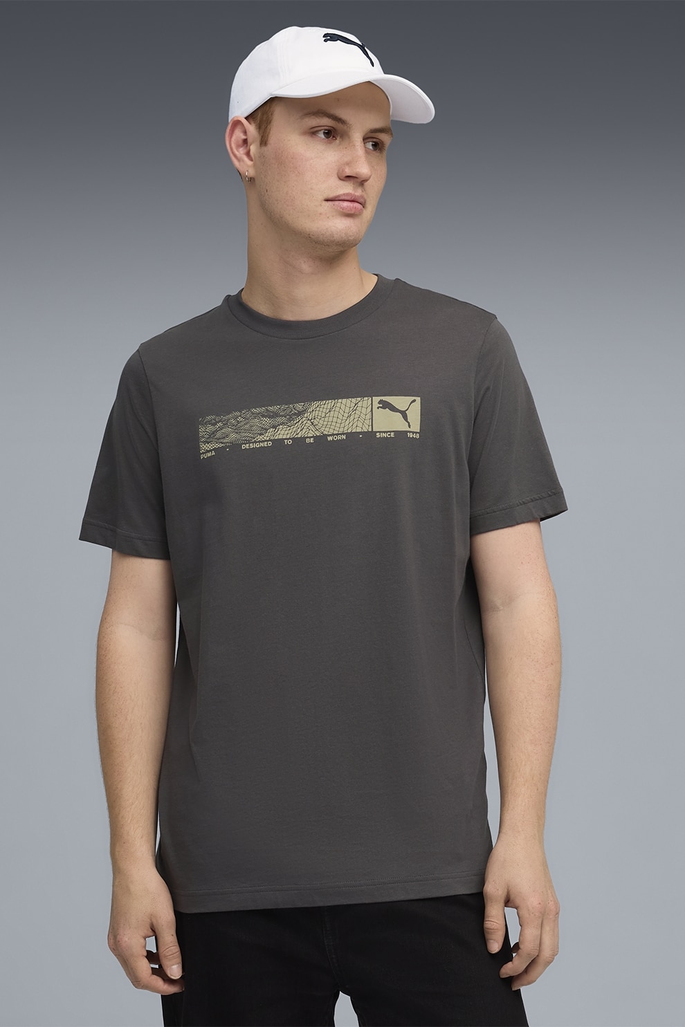 Puma, Tricou cu logo si decolteu la baza gatului, Galben, Negru stins, 2XL