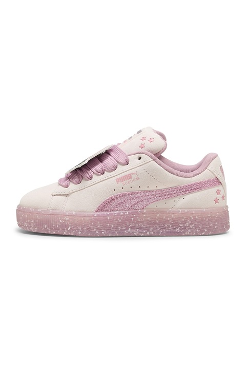Puma, Pantofi sport de piele cu detalii Hello Kitty&Friends, Roz deschis/Roz somon