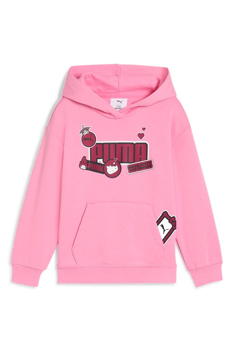 Puma, Свободно худи с шарка, Бял/Малина/Пастелнорозов