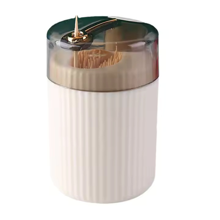 Автоматична кутия за клечки за зъби с бутон, Модерна, За дома и ресторантите, Елегантен дизайн, ABS, 8,5 см, Бял