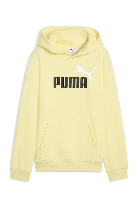 Puma, Стандартно худи с лого, Черен/Бледожълт/Бял