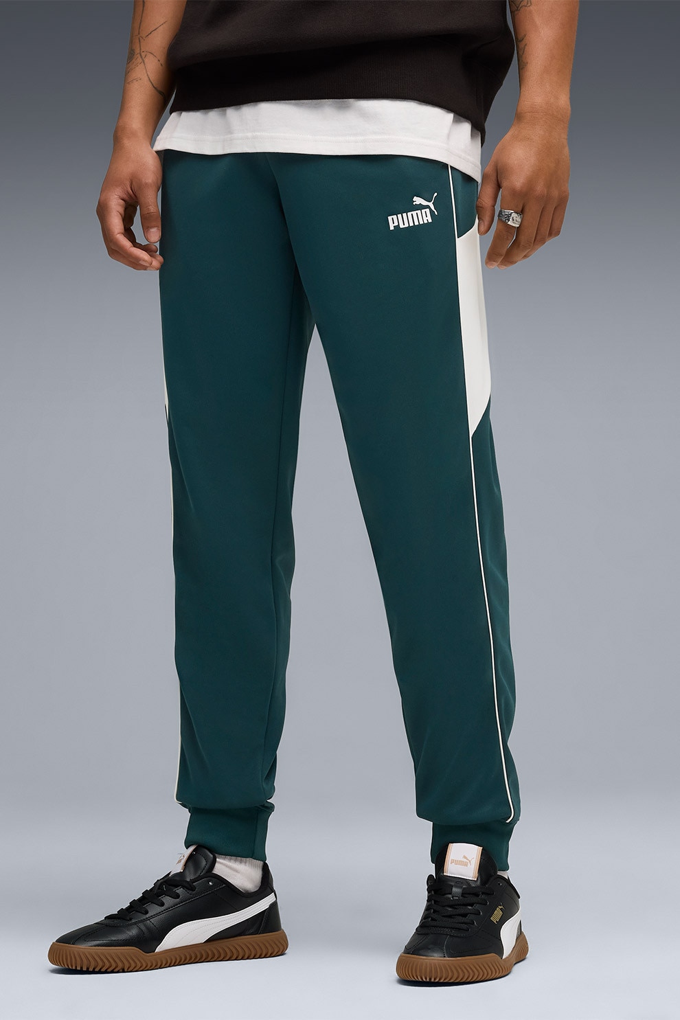 Puma, Pantaloni de trening cu talie elastica, Verde persan, M