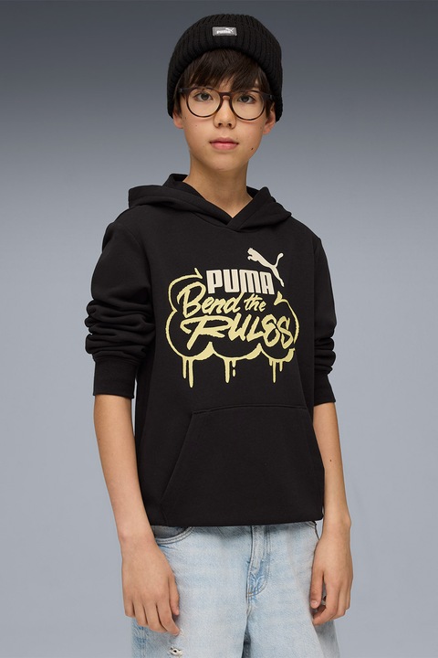 Puma, Худи Mid 90s с лого и джоб кенгуру, Черен