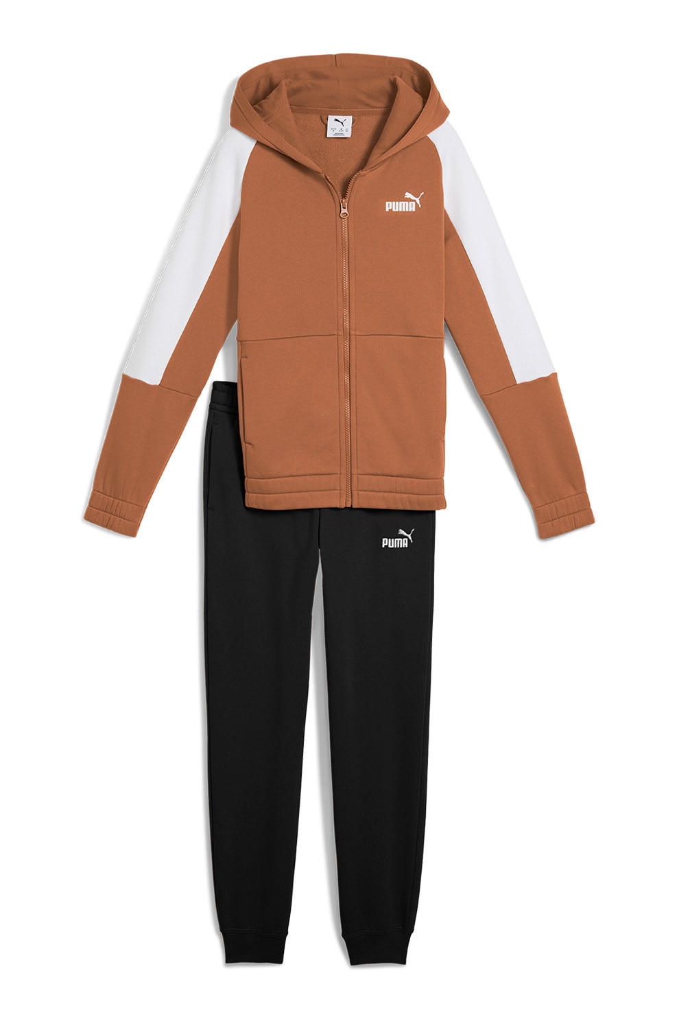 BOSS Kidswear, Trening din amestec de bumbac, Negru, Camel, 126 CM