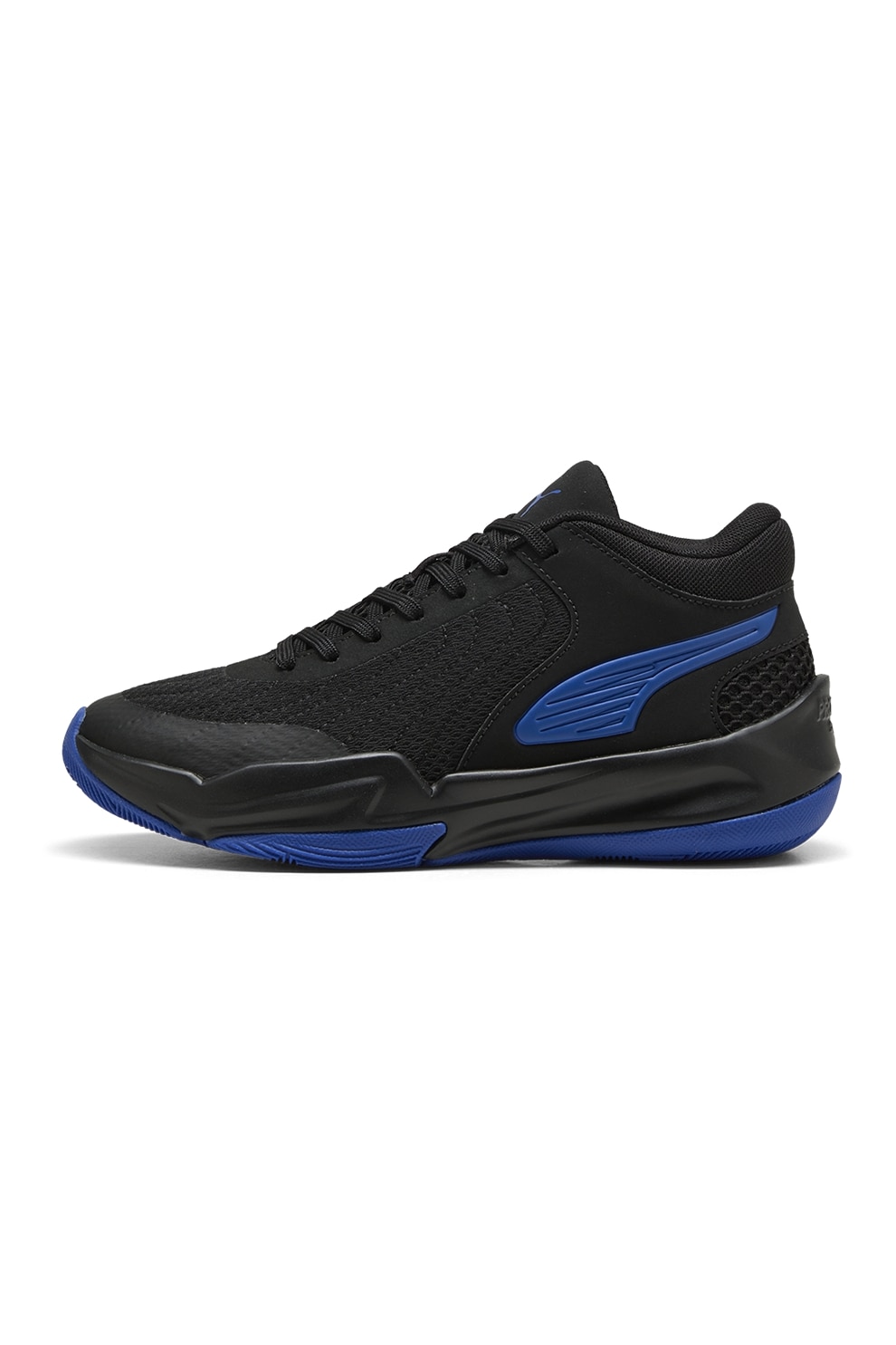Puma, Pantofi Court Pro 2 JR pentru baschet, Negru, Albastru inchis, 39 EU