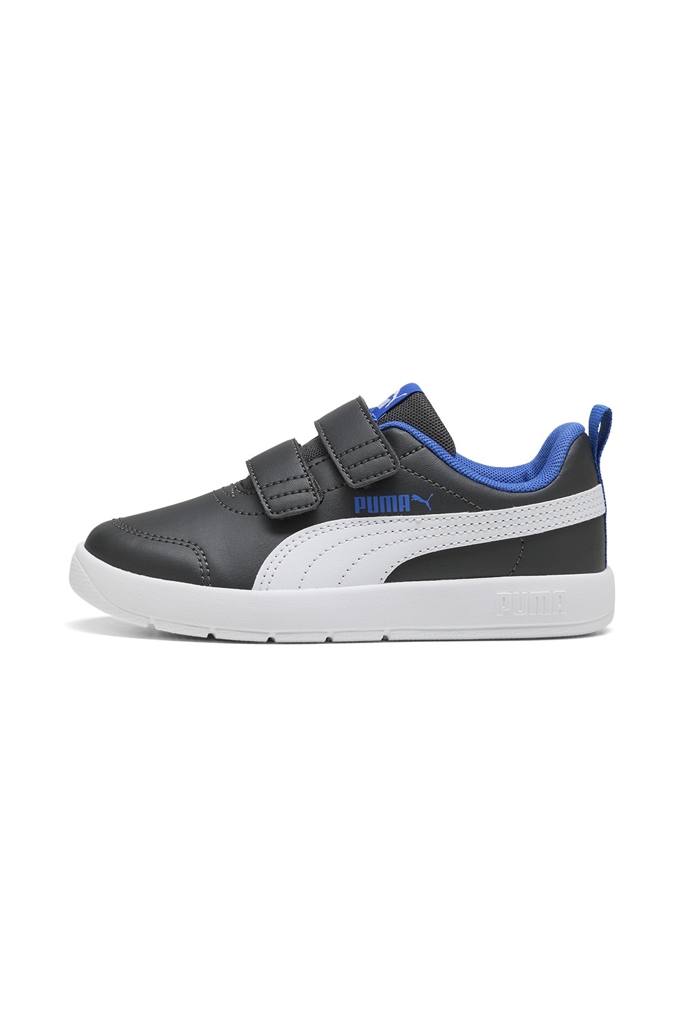 Puma, Pantofi sport Courtflex V3 cu velcro, Alb, Negru, Albastru royal, 29 EU