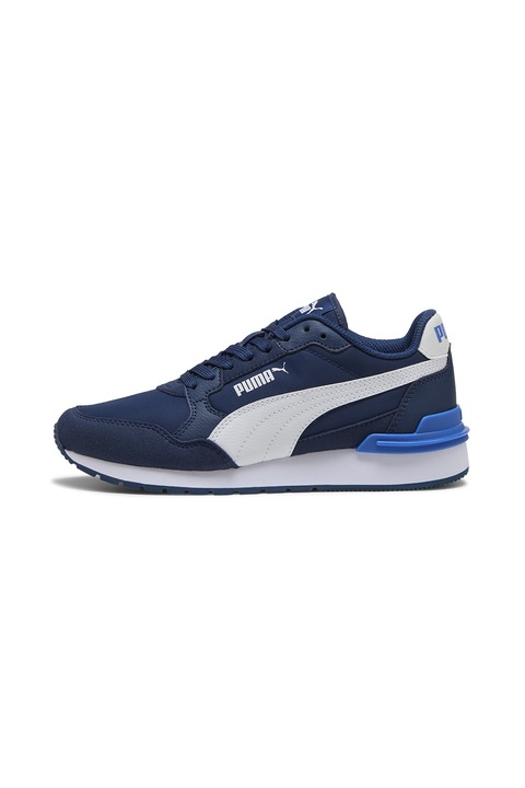 Puma, Pantofi sport ST Runner v4 NL din piele ecologica cu insertii din material textil, Albastru inchis