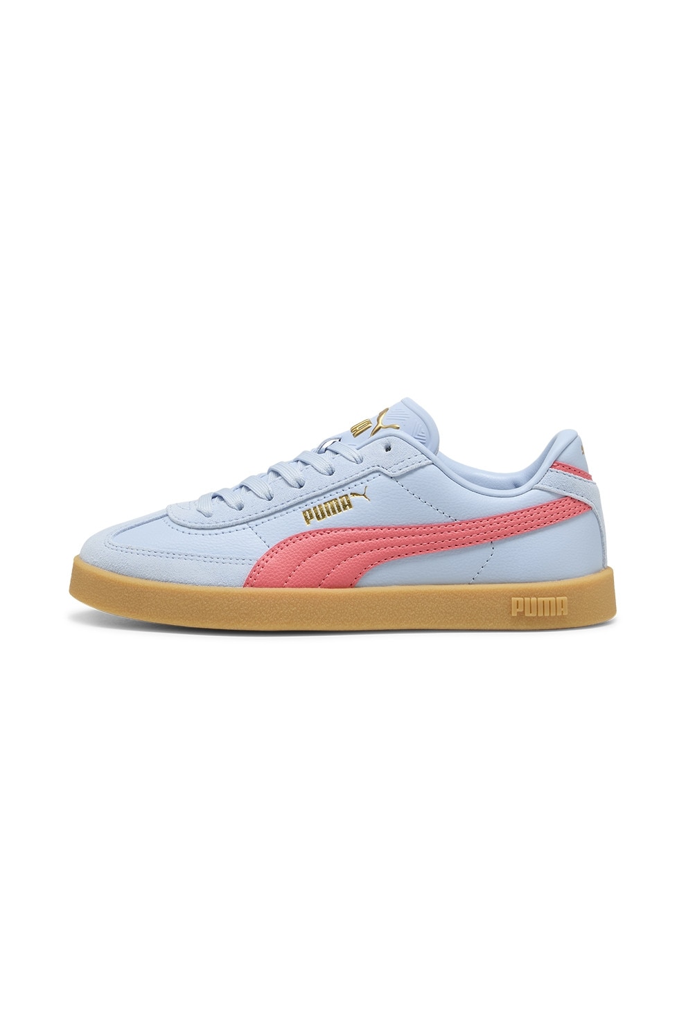 Puma, Pantofi sport Club II Era cu detalii din piele intoarsa, Albastru pastel, Roz somon, 38 EU