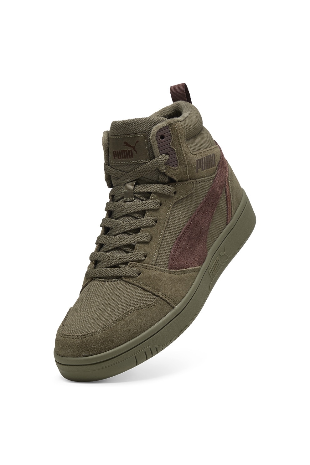 Puma, Pantofi sport cu piele intoarsa Rebound v6 WTR, Maro, verde ...