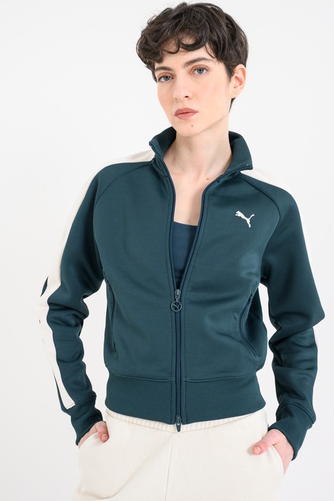 Puma, Bluza de trening cu fermoar T7 Always On, Verde englez/Crem