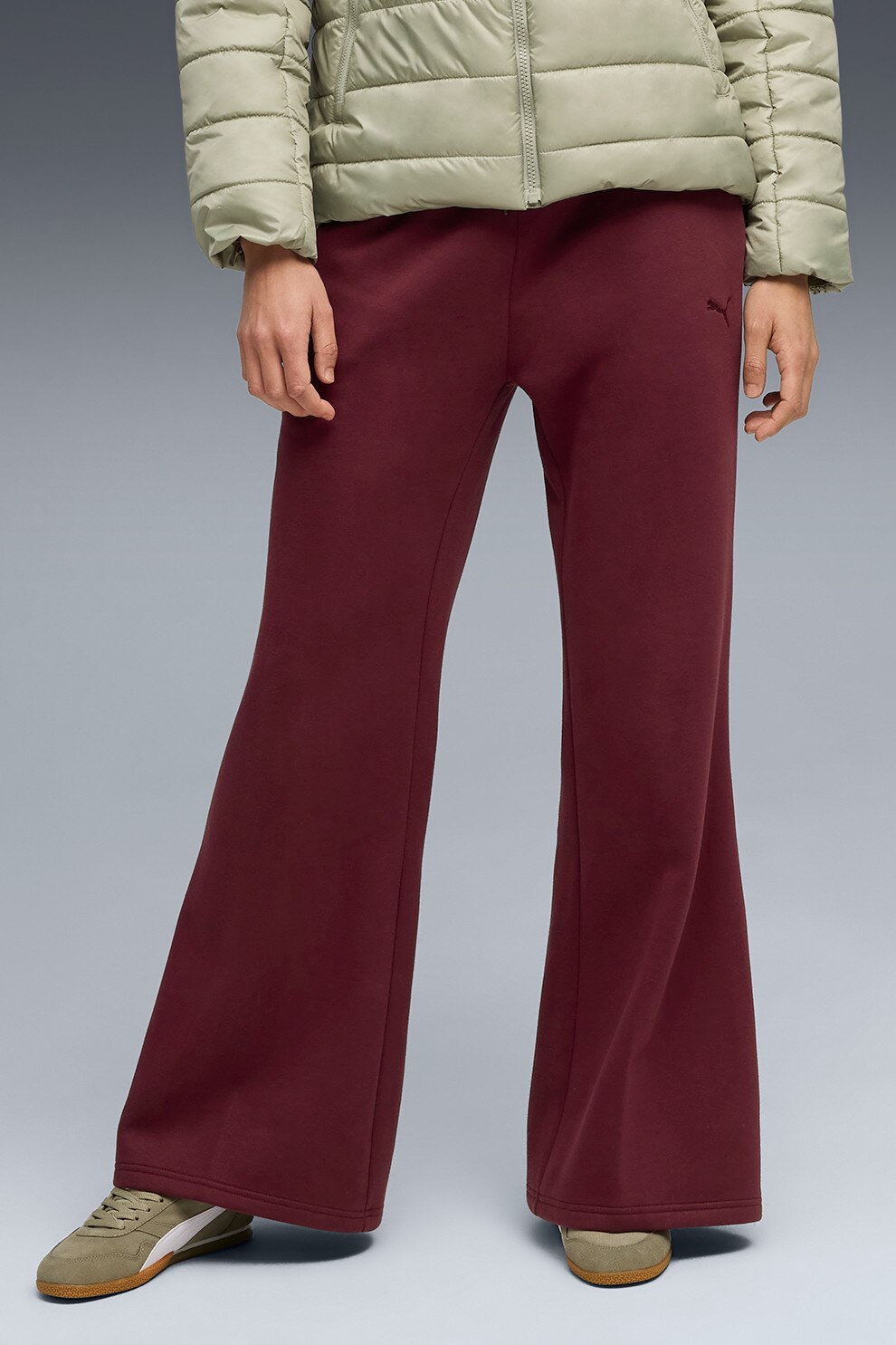 Puma, Pantaloni de trening evazati HER Comfort, Rosu inchis, M