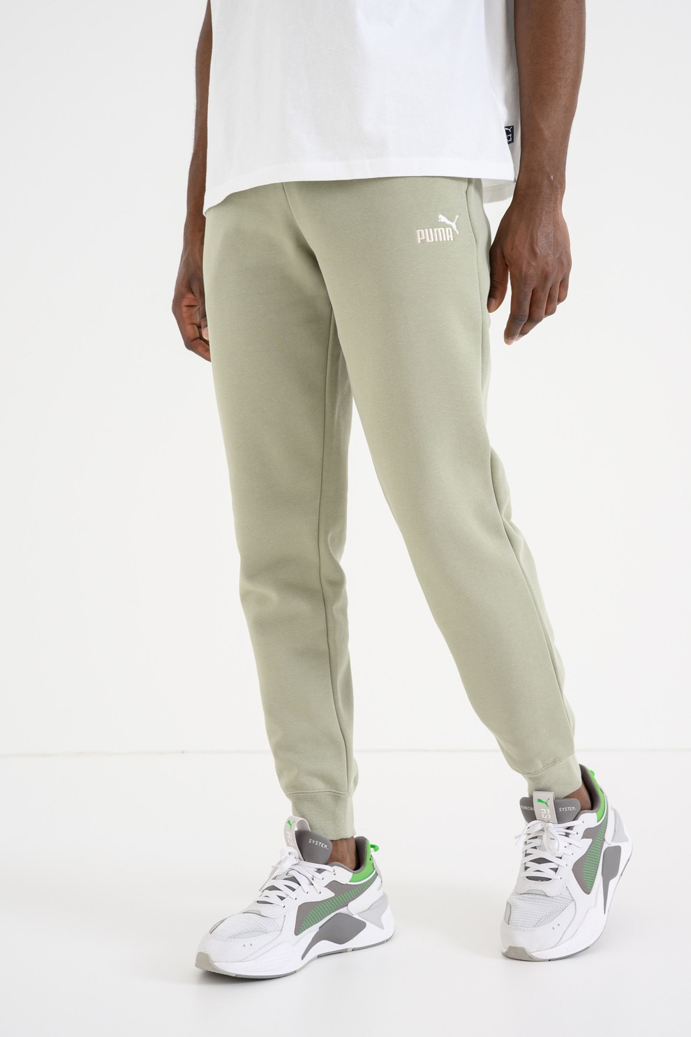 Puma, Pantaloni de trening cu logo ESS 2, Verde deschis, L