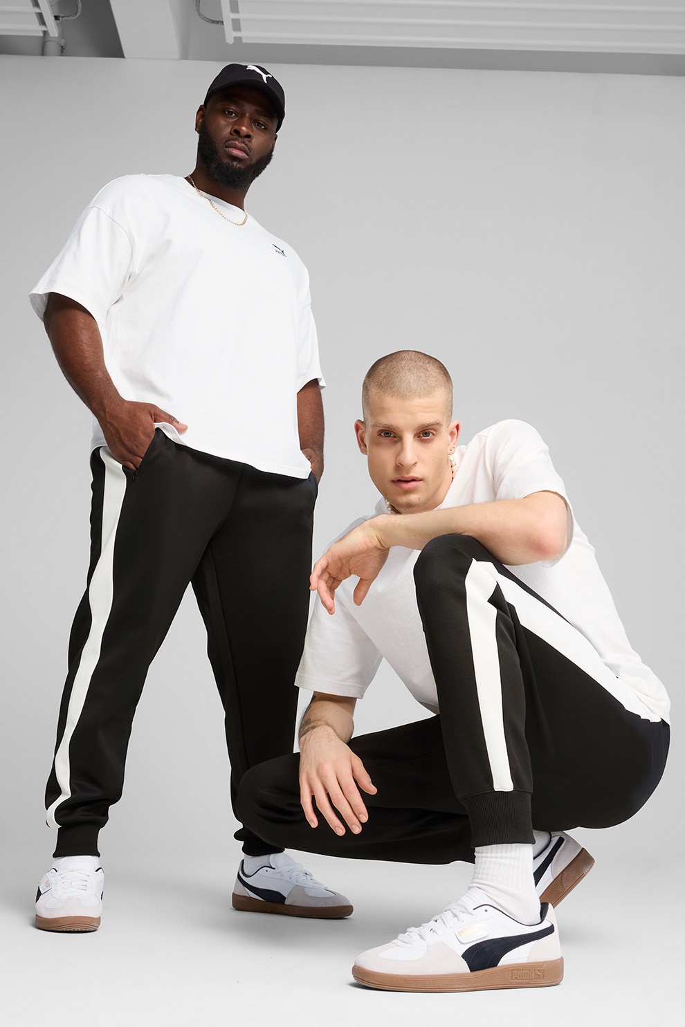 Puma, Pantaloni de trening relaxed-fit Always, Alb, Negru, L