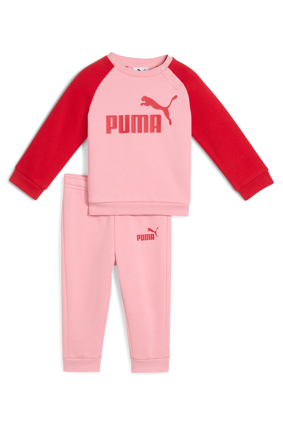 Puma, Set de pantaloni si bluza de trening din amestec de bumbac - 2 piese, Rosu, Roz deschis, 92 CM