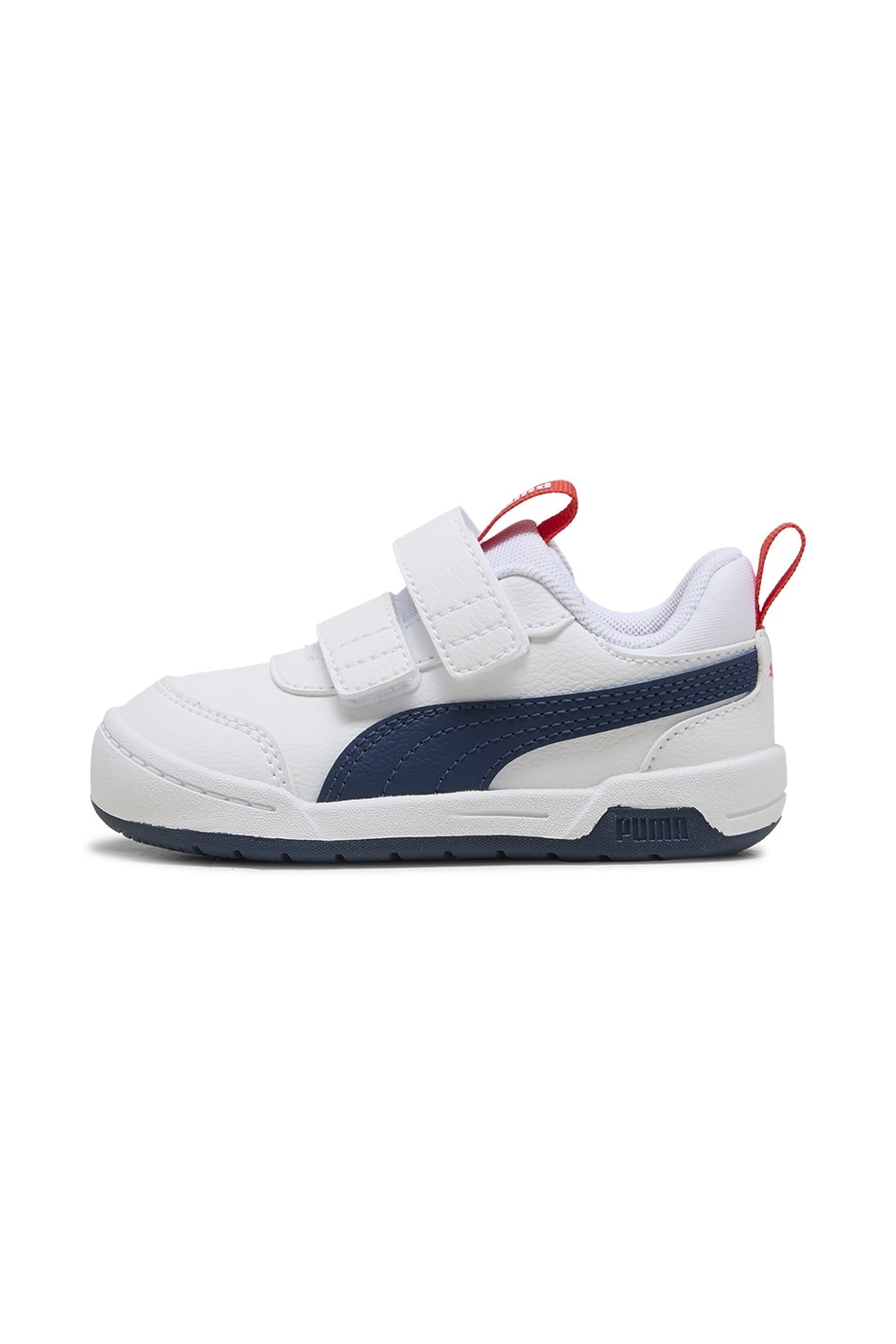 Puma, Pantofi din piele ecologica cu velcro Multiflex 2, Albastru inchis, Alb optic, 25 EU