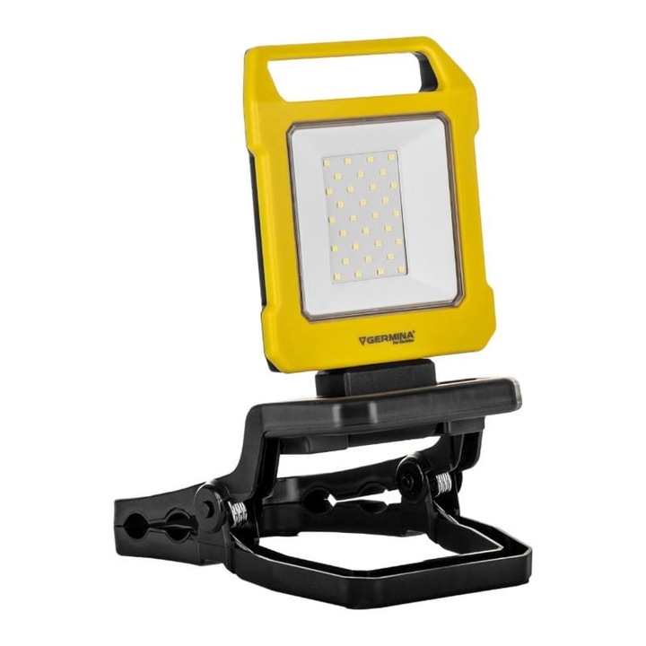 LED работна лампа с щипка, акумулаторна, 10W, 700lm, 6500K, IP54, 2 режима, батерия 2200mAh – GERMINA Herkules