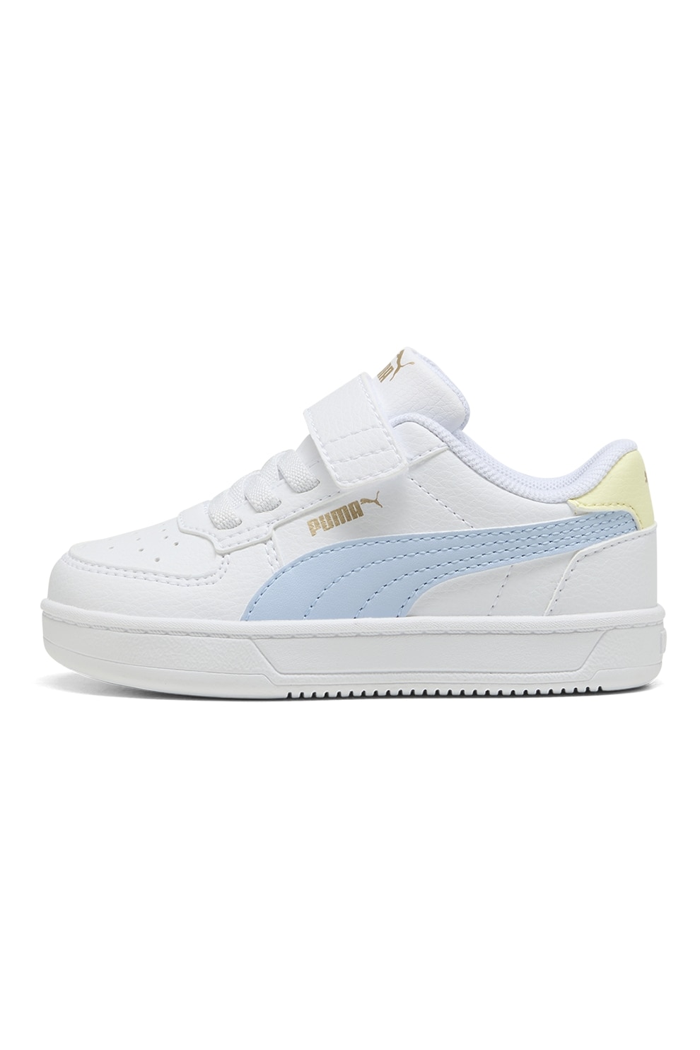 Puma, Pantofi sport Caven 2.0 de piele ecologica, Alb, Albastru deschis, 24 EU
