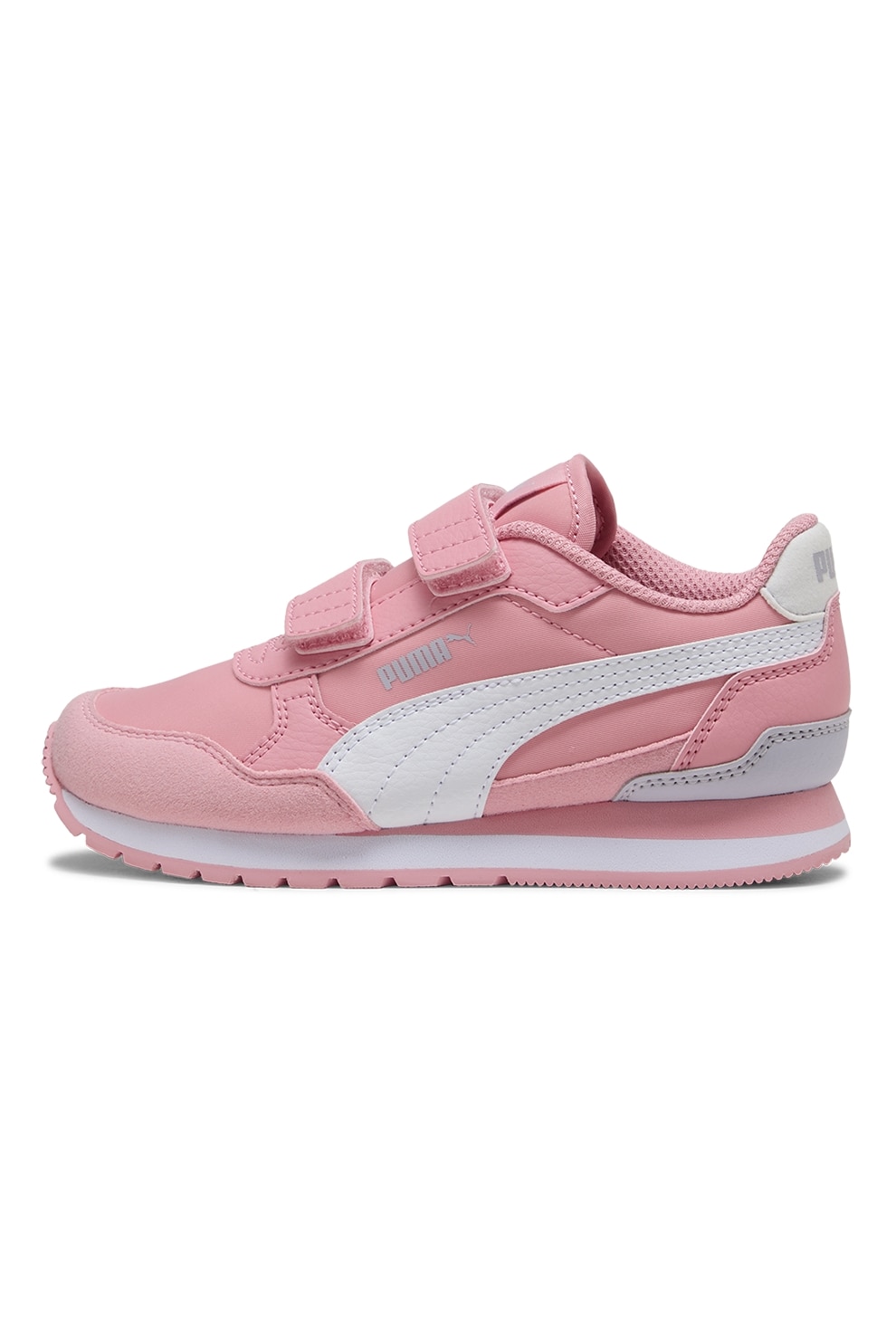 Puma, Pantofi sport ST Runner v4 NL cu inchidere velcro, Alb, Roz pastel, 27.5 EU