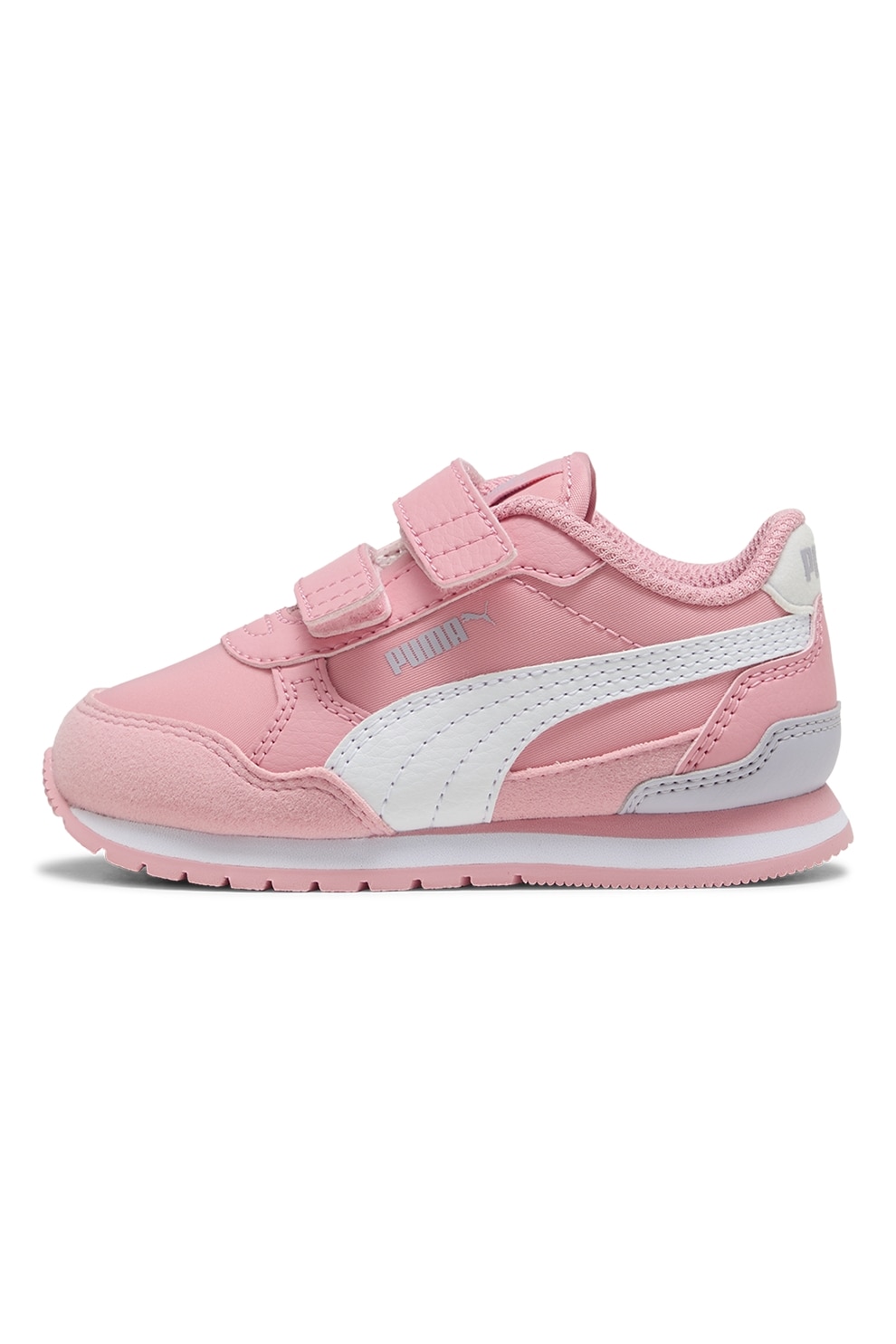 Puma, Pantofi sport ST Runner v4 NL cu inchidere velcro, Alb, Gri deschis, Roz pastel, 23 EU