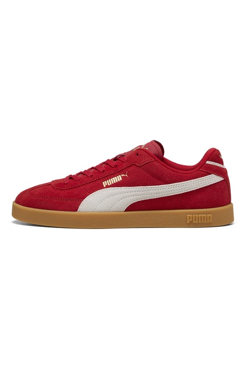 Puma, Pantofi sport Club II Era de piele intoarsa cu logo, Rosu, Alb, 8.5
