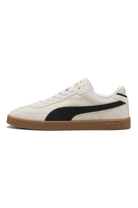Puma, Pantofi sport Club II Era de piele intoarsa cu detaliu contrastant, Negru/Gri deschis