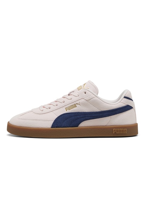 Puma, Pantofi sport Club II Era de piele intoarsa cu detaliu contrastant, Roz pal/Bleumarin