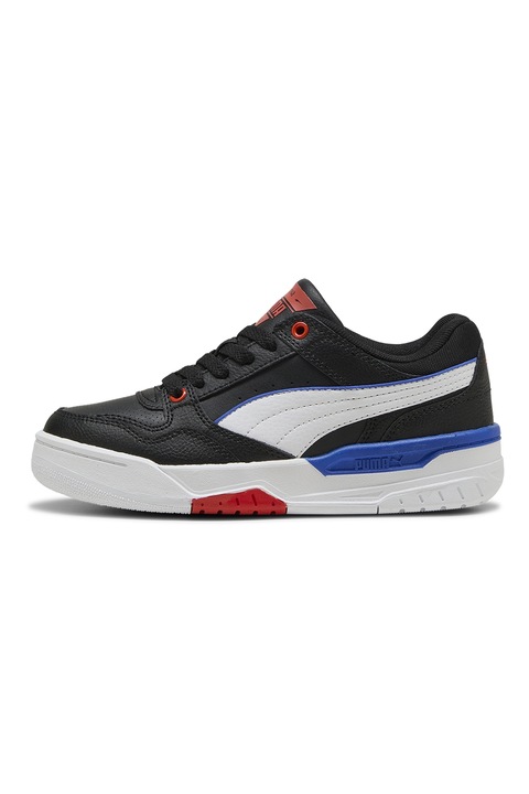 Puma, Pantofi sport Rebound Retro cu insertii de piele, Rosu/Alb/Negru