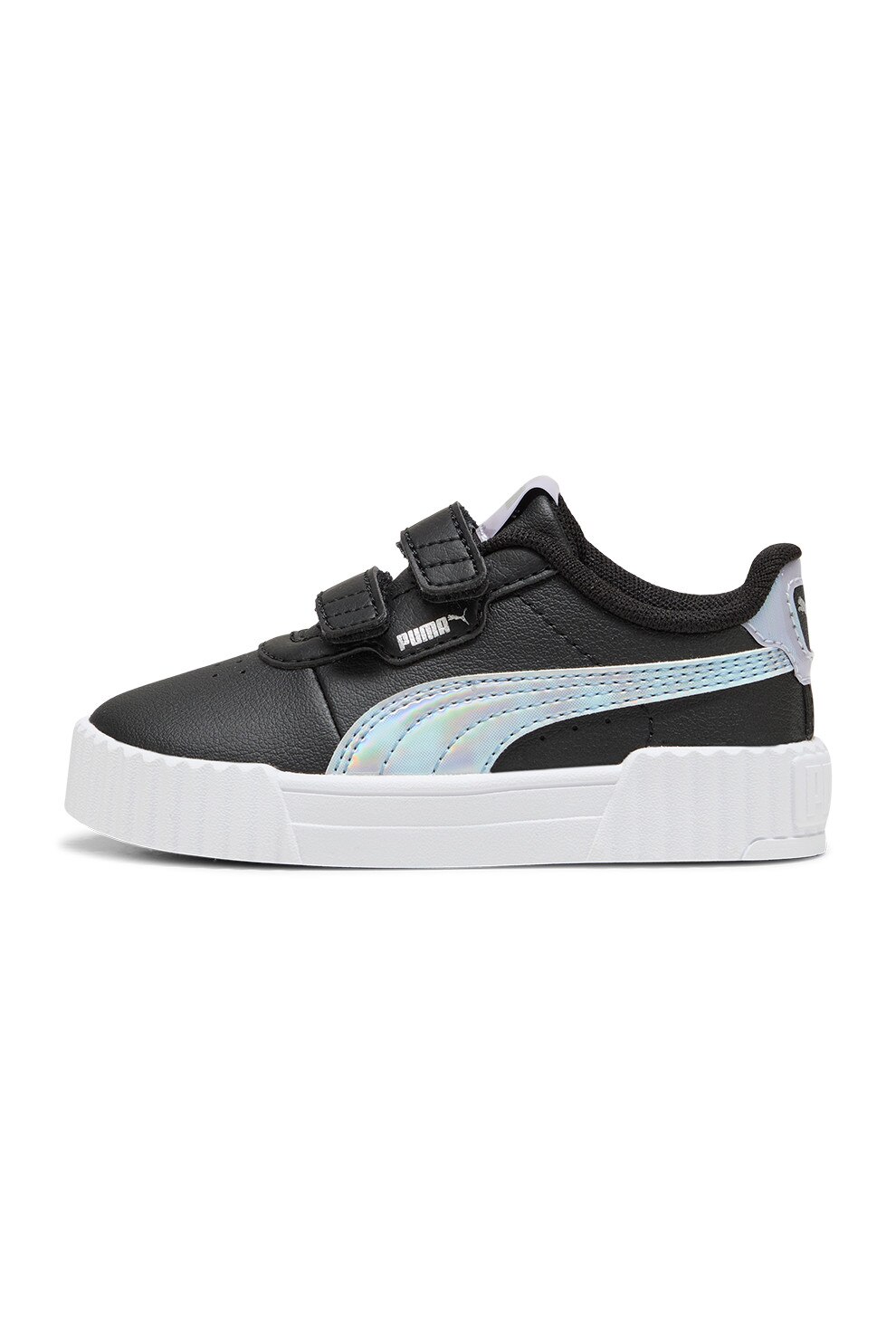 Puma, Pantofi din piele ecologica cu velcro, Negru, Albastru deschis, 27 EU