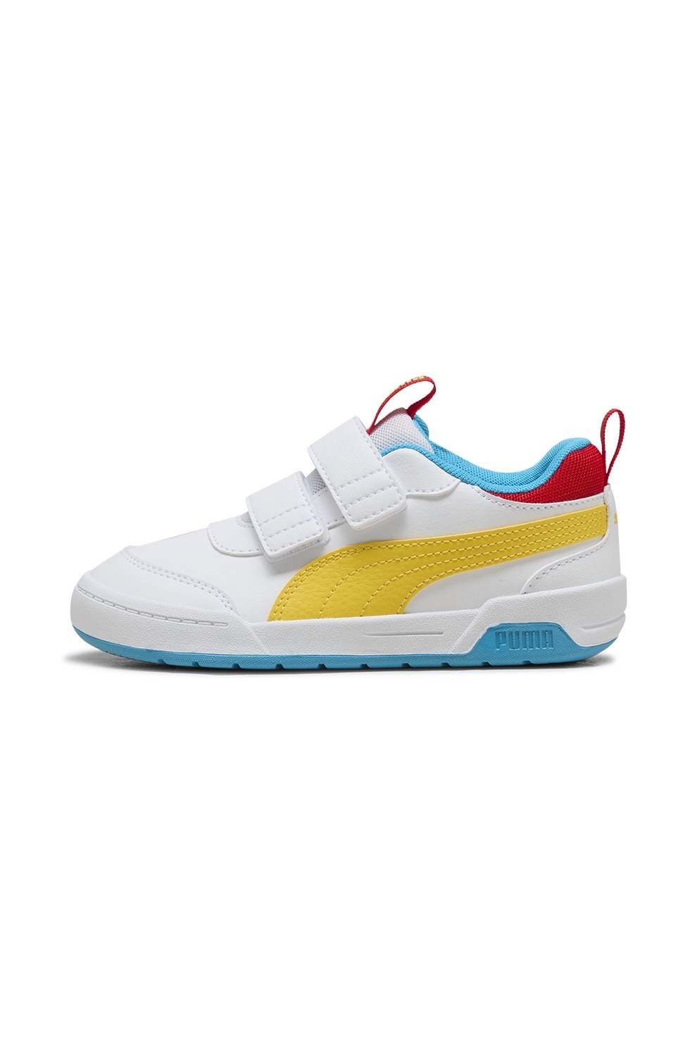 Puma, Pantofi sport cu inchidere velcro Multiflex 2, Alb, Galben, Albastru, 29 EU