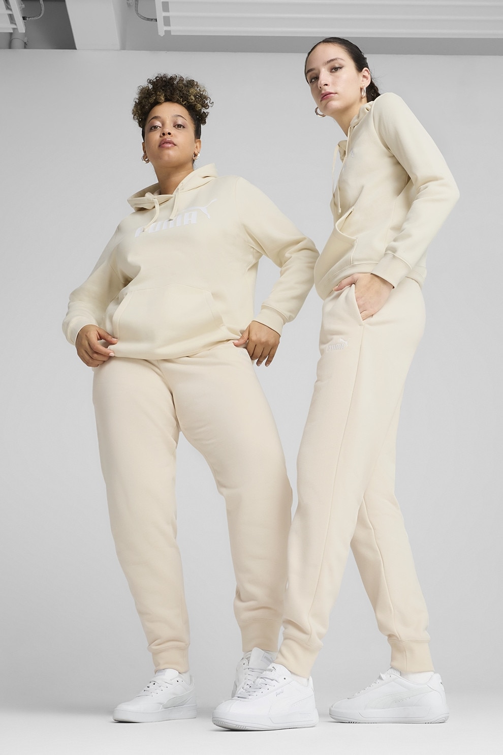 Puma, Pantaloni de trening regular-fit din amestec de bumbac cu snururi, Crem, M