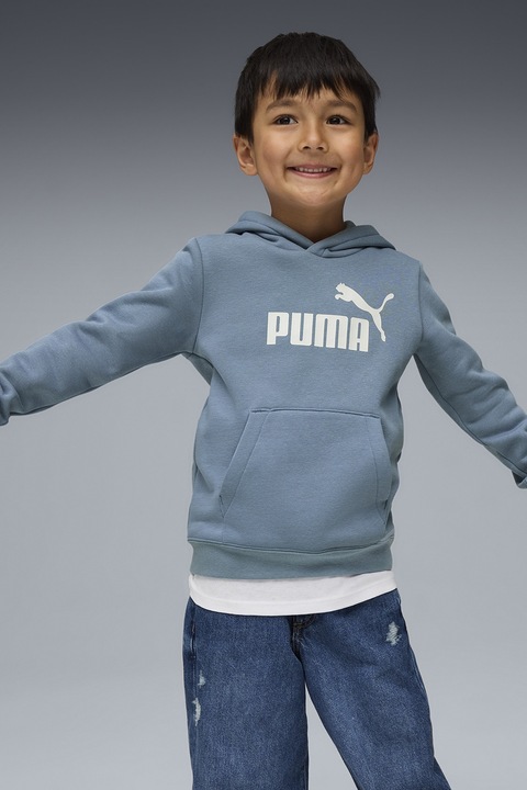 Puma, Худи с лого, Бял/Прашно синьо
