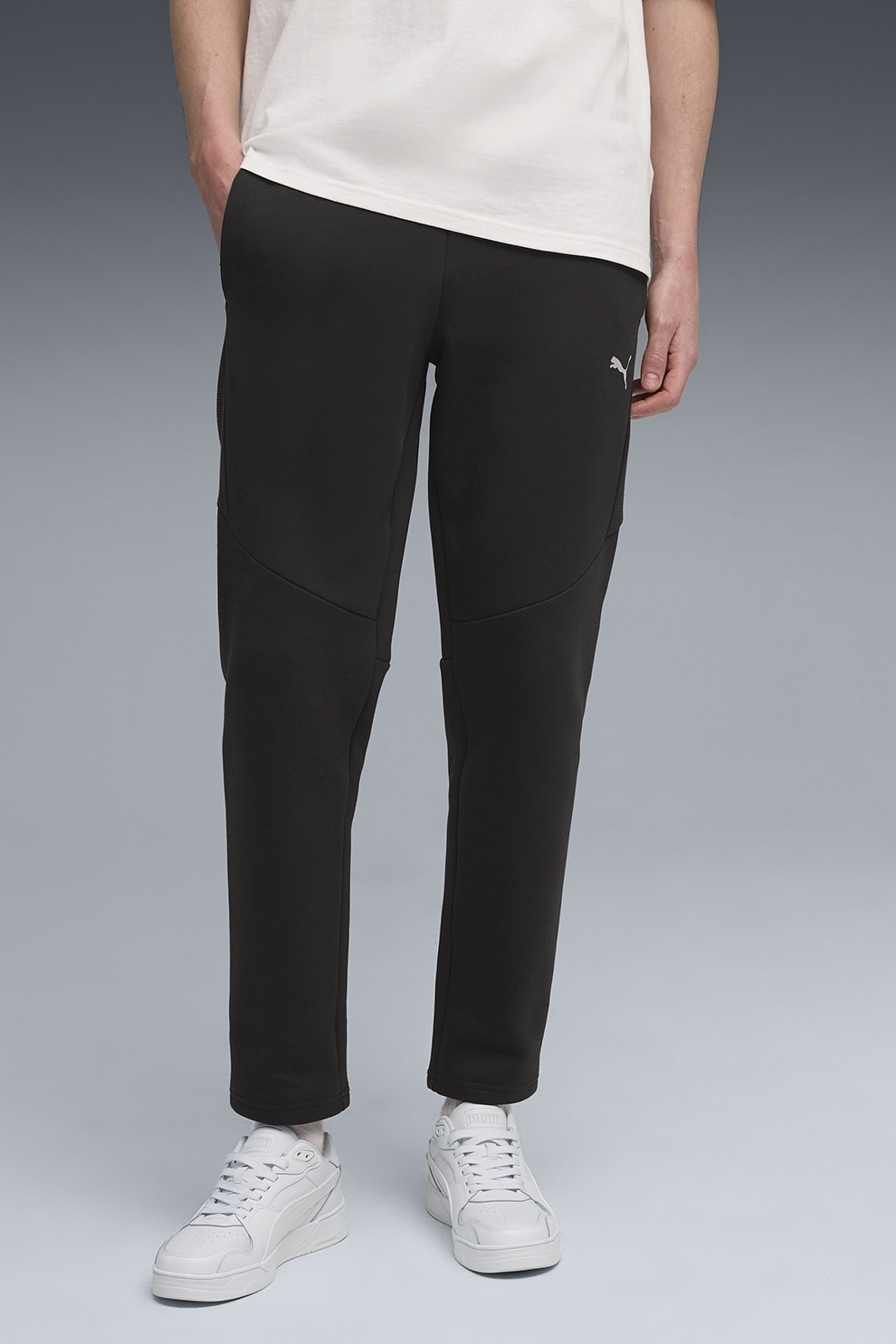 Puma, Pantaloni de trening conici si buzunare laterale, Negru, 2XL