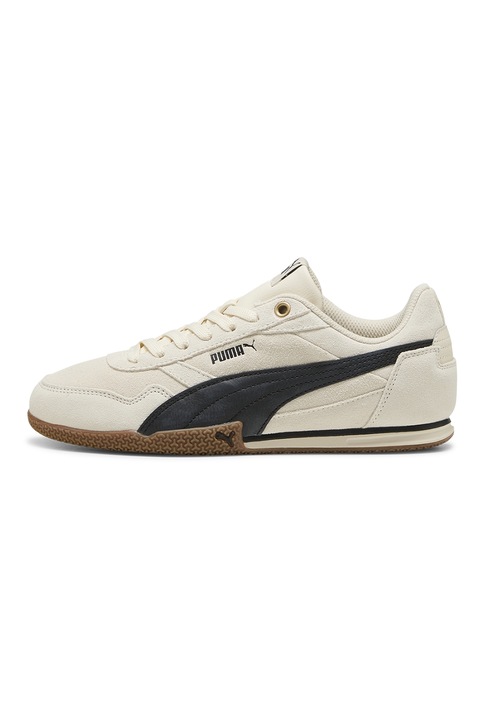 Puma, Pantofi sport Bella Donna de piele intoarsa, Negru/Crem