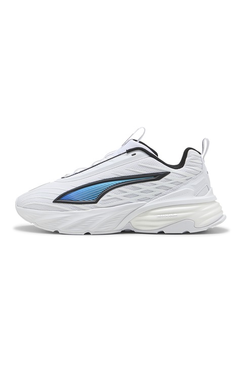 Puma, Pantofi sport Fade Nitro V1 de plasa cu garnituri contrastante, Petrol/Alb optic