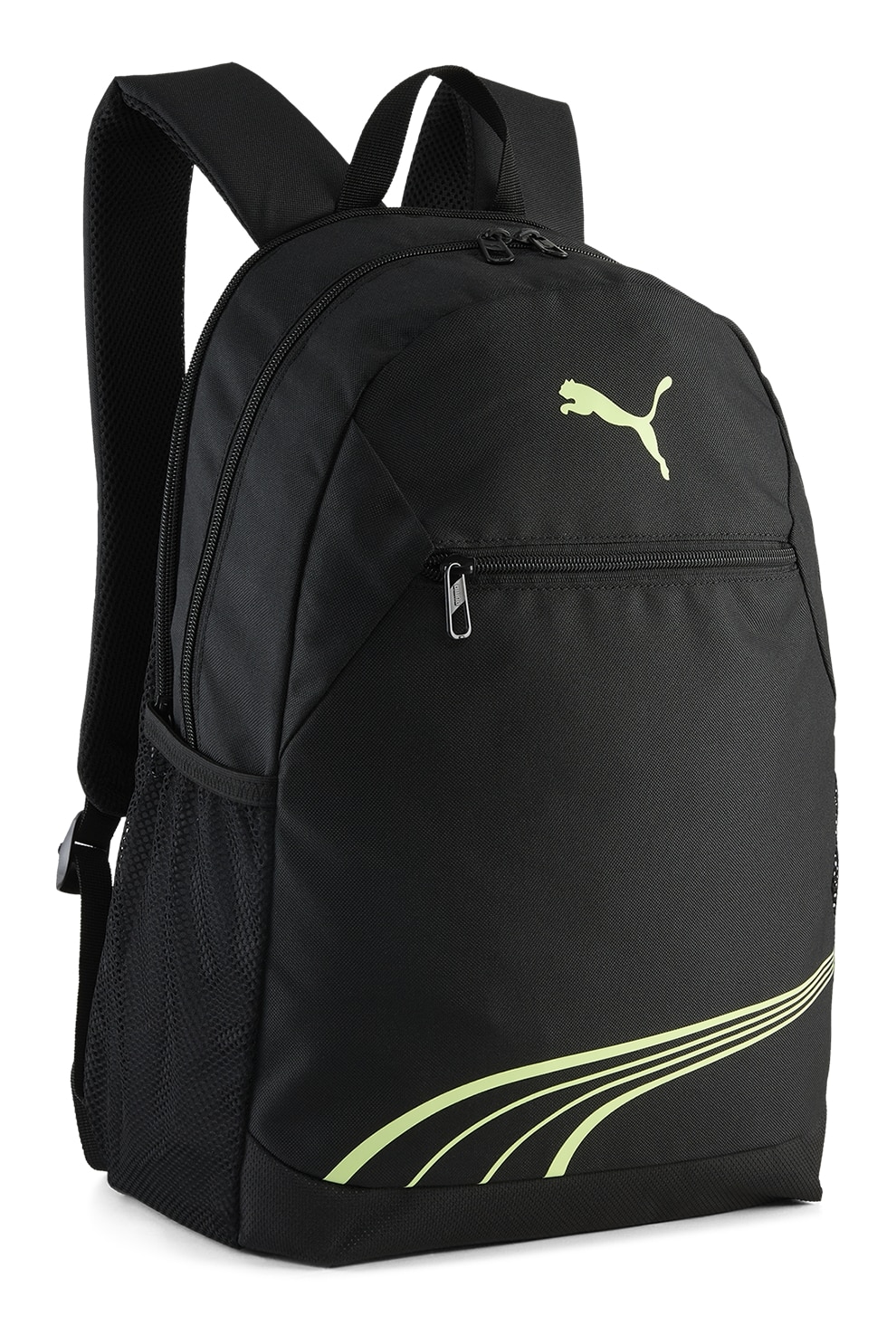 Puma, Rucsac cu logo FUNDAMENTAL, Negru, Verde lime
