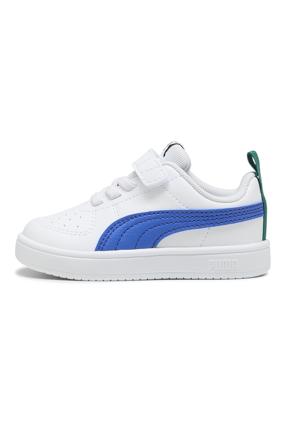 Puma, Pantofi sport unisex Rickie AC+ din piele ecologica cu inchidere velcro, Albastru royal, Alb optic, 22 EU